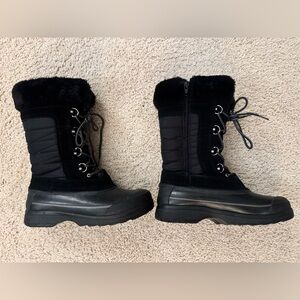Land’s End Women's Black Faux Fur Winter Boots, size 9